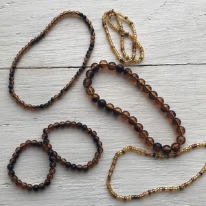 Set of 5 earthy beaded bracelets